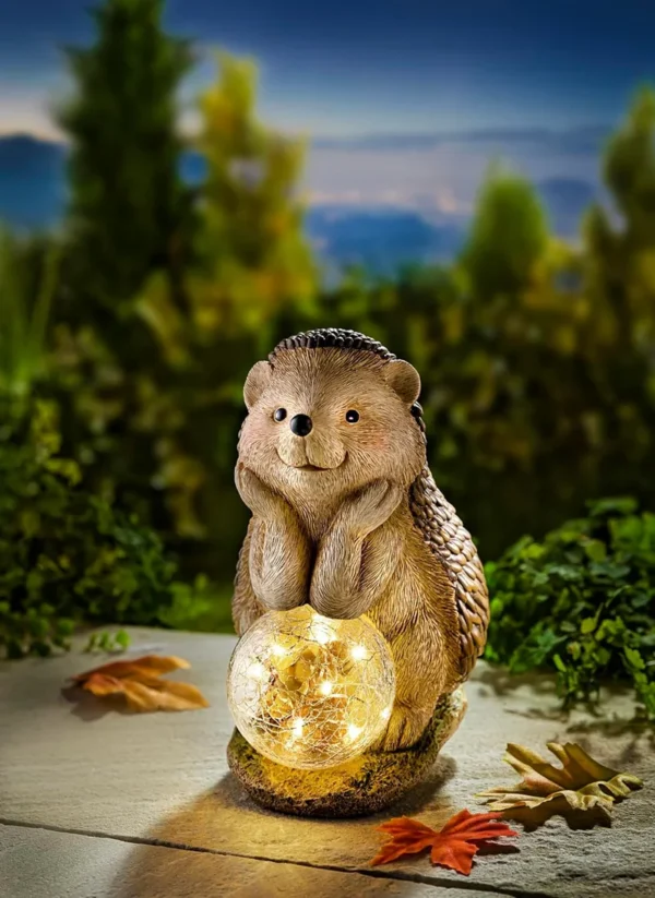 SM231137 Hedgehog Resin Statue Solar Freestanding Animal Light_2