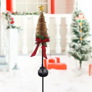 SM231164 Solar Stake Light with Metal Iron and PVC Plastic Christmas Tree Design_2