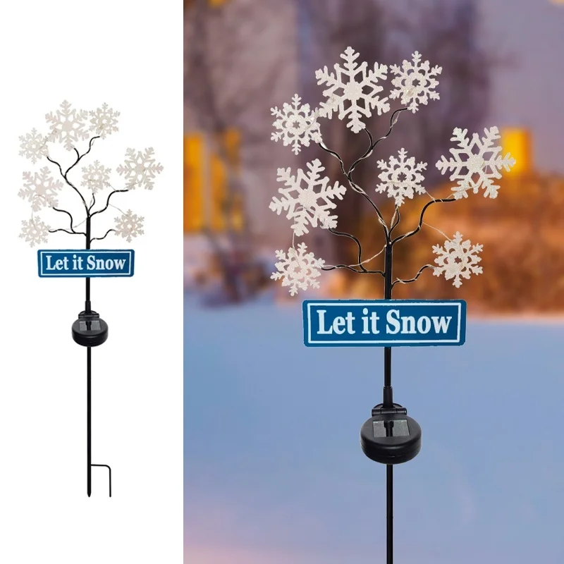SM231166 Snow Flower Tree Solar Stake Light, Plastic PP Metal Iron