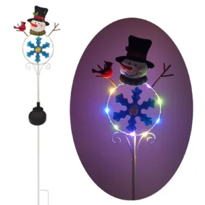 SM231170 Snowman Solar Spinner Stake Light, Plastic PP & Metal Iron