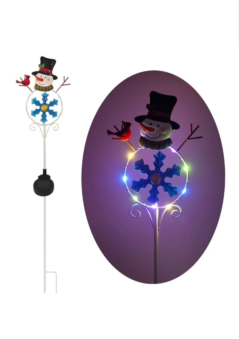 SM231170 Snowman Solar Spinner Stake Light, Plastic PP & Metal Iron