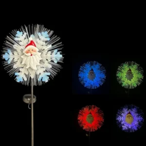 SM231174 PP Plastic Santa Claus Solar Fiber Optic Stake Light