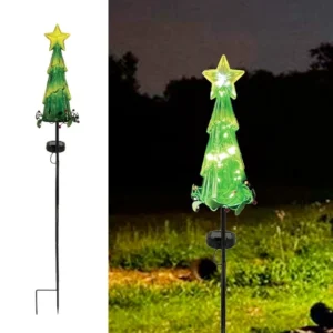 SM231176 Bronze Ornate Plastic PP Christmas Tree Solar Stake Light with Stand_2