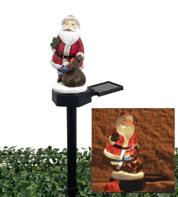 SM231177 Christmas Santa Claus Resin Statue Solar Stake Light