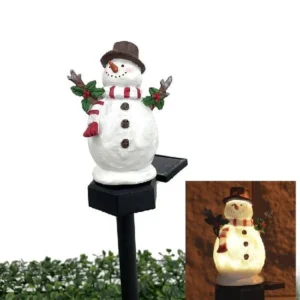 SM231178 Christmas Snowman Resin Statue Solar Stake Light