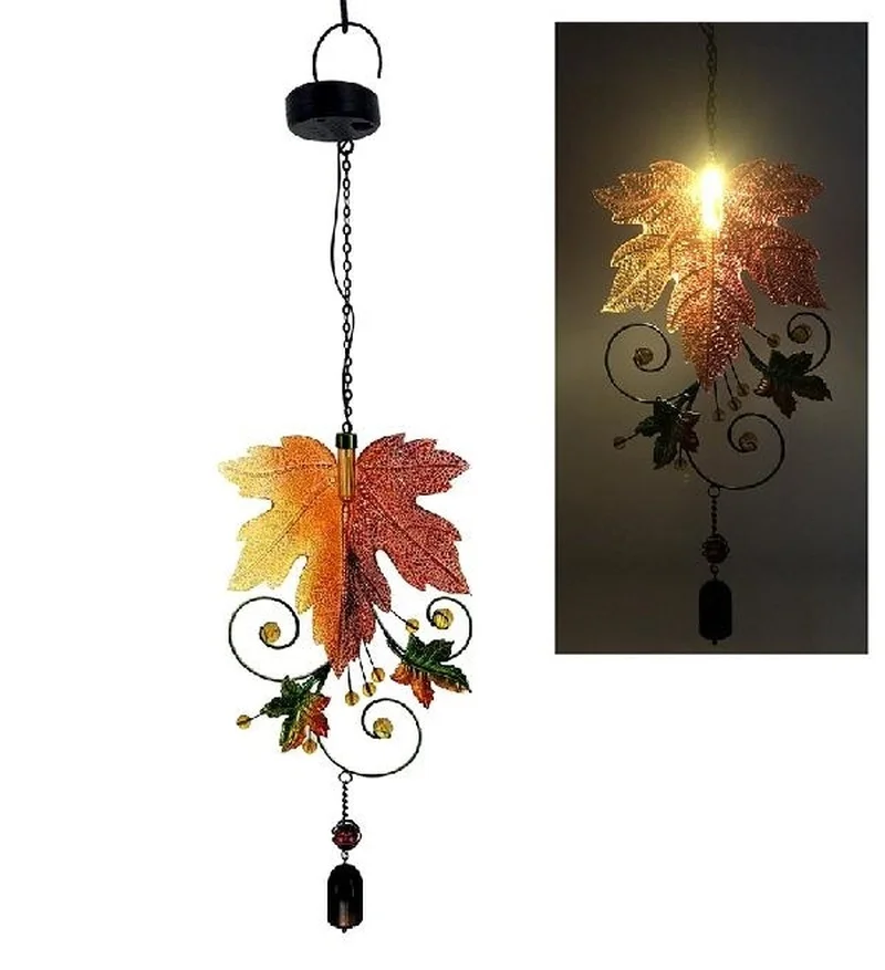 SM231180 PP Plastic Solar Leaf Hanging Light