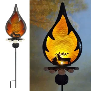 SM231234 PP Plastic Christmas Solar Flame Stake Light