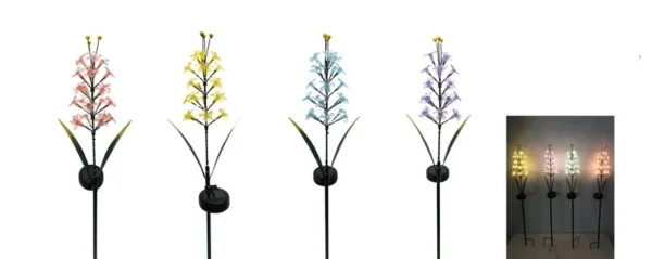 SM231237 22LED Floral Solar Stake Light with Metal Iron and Plastic PE Flower