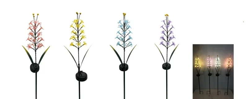 SM231237 22LED Floral Solar Stake Light with Metal Iron and Plastic PE Flower
