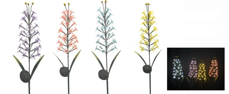 SM231238 33LED Solar Floral Stake Light with Metal Iron and Plastic PE Flower