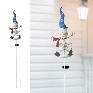 SM231240 PP Plastic Christmas Snowman Solar Stake Light