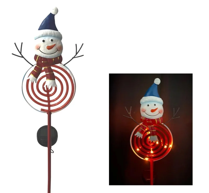 SM231242 Plastic PP Christmas Snowman Solar Stake Light with Base, Decorative Blue Snowman_2