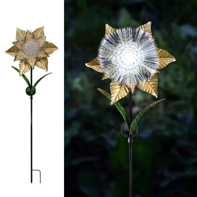 SM231243 Decorative Solar Stake Light with Plastic PP, Metal Iron, Flower, Lily, and Leaf Design