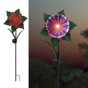SM231243 Decorative Solar Stake Light with Plastic PP, Metal Iron, Flower, Lily, and Leaf Design_2