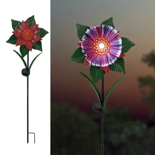SM231243 Decorative Solar Stake Light with Plastic PP, Metal Iron, Flower, Lily, and Leaf Design_2