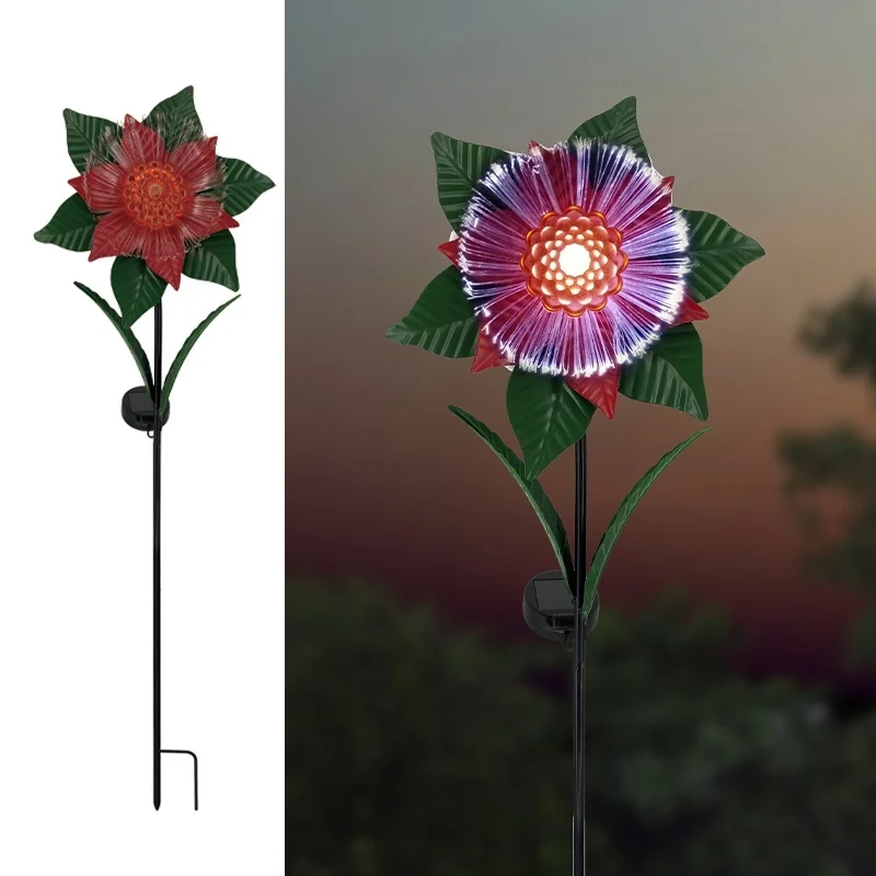 SM231243 Decorative Solar Stake Light with Plastic PP, Metal Iron, Flower, Lily, and Leaf Design_2