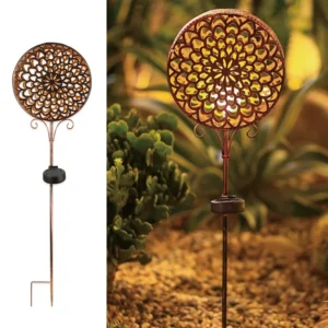 SM231343 Plastic PP Hollow Flower Drum Solar Stake Light_12