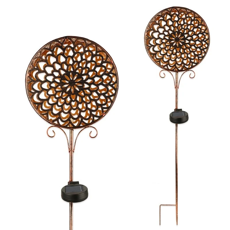 SM231343 Plastic PP Hollow Flower Drum Solar Stake Light_13