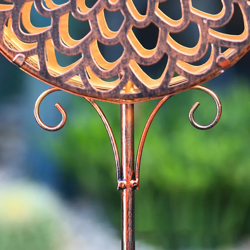 SM231343 Plastic PP Hollow Flower Drum Solar Stake Light_6