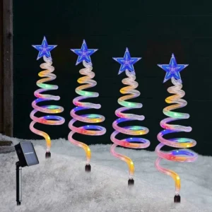 SM23144 ABS Plastic Spiral Christmas Tree Solar Stake Lights, Set of 4_1_20251010_142404