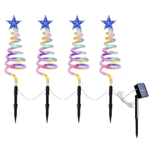 SM23144 ABS Plastic Spiral Christmas Tree Solar Stake Lights, Set of 4_2_20251010_142404