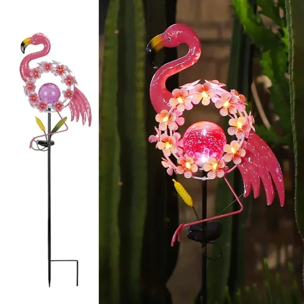SM23190 Flamingo Animal Plastic PP Solar Stake Light_3