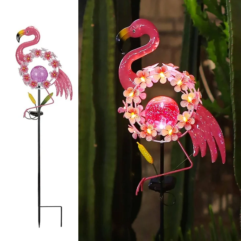 SM23190 Flamingo Animal Plastic PP Solar Stake Light_3