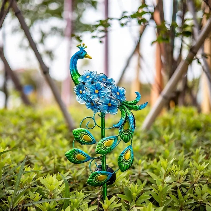 SM23191 Peacock Animal Bird Solar Stake Light - Plastic PP & Metal Iron