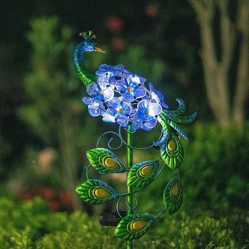 SM23191 Peacock Animal Bird Solar Stake Light - Plastic PP & Metal Iron_2