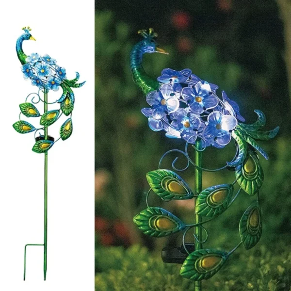 SM23191 Peacock Animal Bird Solar Stake Light - Plastic PP & Metal Iron_3