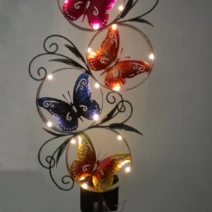 SM23196 Metal Iron Multiple Butterfly Animal Solar Stake Light