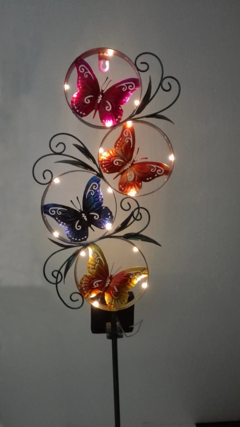 SM23196 Metal Iron Multiple Butterfly Animal Solar Stake Light