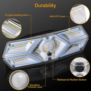 SM23256 ABS Plastic 104-LED Solar Motion Sensor Wall Lamp_3