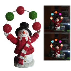 SM23258 Solar Snowman Resin Statue with 5 LED Freestanding Lights
