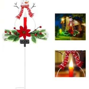 SM23263 Plastic PP Solar Stake Light for Christmas Decoration - Snowman, Candle, Leaf, Flower, Poinsettia