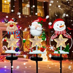 sm23264 christmas solar metal stake decor (star/snowflake/reindeer/santa/candy cane)