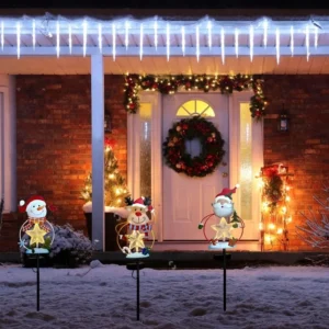 SM23264 Plastic PP Christmas Solar Stake Decor - Star, Snowflake, Snowman, Reindeer, Santa Claus, Candy Cane