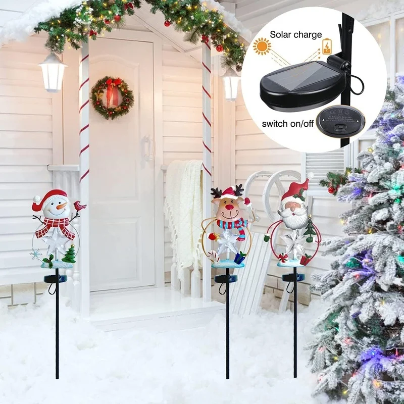SM23264 Plastic PP Christmas Solar Stake Decor - Star, Snowflake, Snowman, Reindeer, Santa Claus, Candy Cane_3