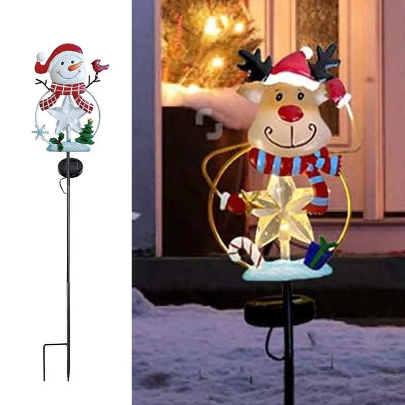 SM23264 Plastic PP Christmas Solar Stake Decor - Star, Snowflake, Snowman, Reindeer, Santa Claus, Candy Cane_4