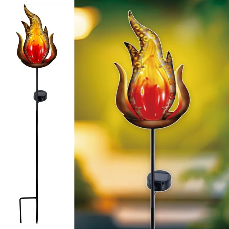 SM23303 Plastic PP Solar Flame Stake Light