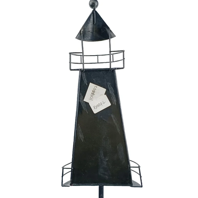 SM23308 Glass and Metal Iron Solar Lighthouse Stake Light_2