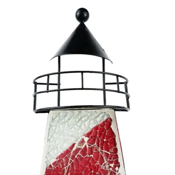 SM23308 Glass and Metal Iron Solar Lighthouse Stake Light_3