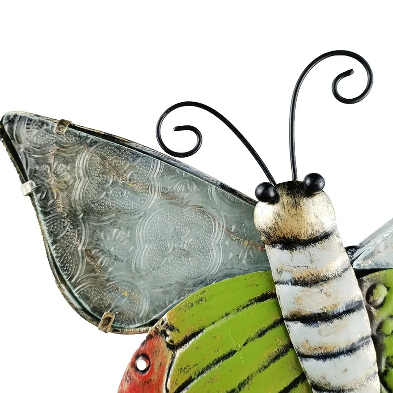 SM23312 Glass Solar Butterfly Stake Light with Metal Iron Animal Design