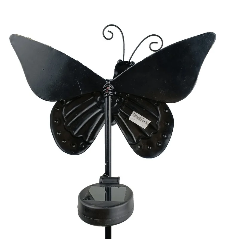 SM23312 Glass Solar Butterfly Stake Light with Metal Iron Animal Design_2
