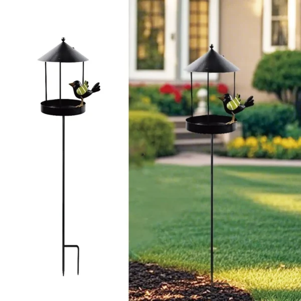 SM23313 Solar Bird Feeder Stake Light with Metal Iron for Birds and Animals