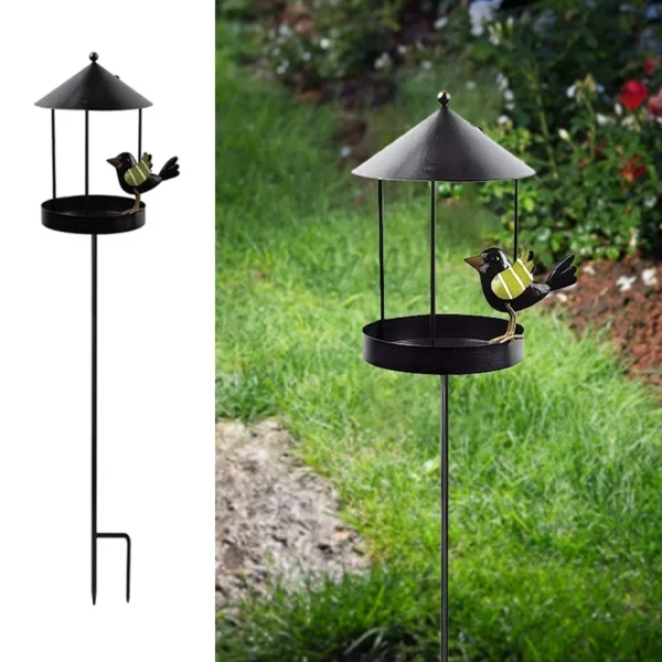 SM23313 Solar Bird Feeder Stake Light with Metal Iron for Birds and Animals_2