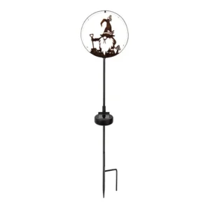 SM23318 Large Black Metal Iron Gnome Solar Strip Stake Light with Decorative Stand_1_20251010_142404