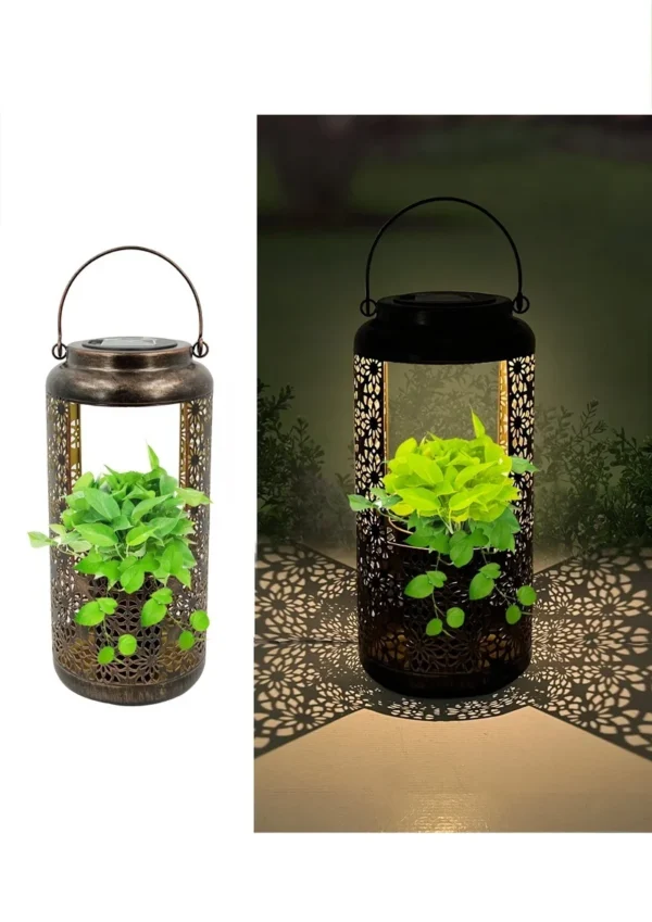 SM23321 Solar Hanging Metal Iron Lantern with Flower Pot