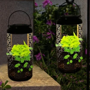 SM23321 Solar Hanging Metal Iron Lantern with Flower Pot_2