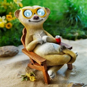 SM23335 Solar Meerkat Resin Statue Garden Lamp Animal Tabletop Light